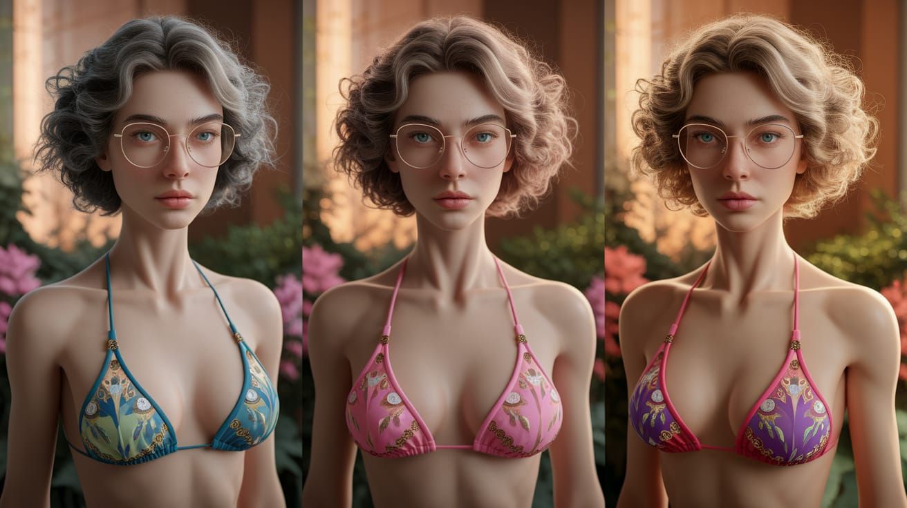 Fashionable Women's Bikinis with Botanical Garden Backdrop