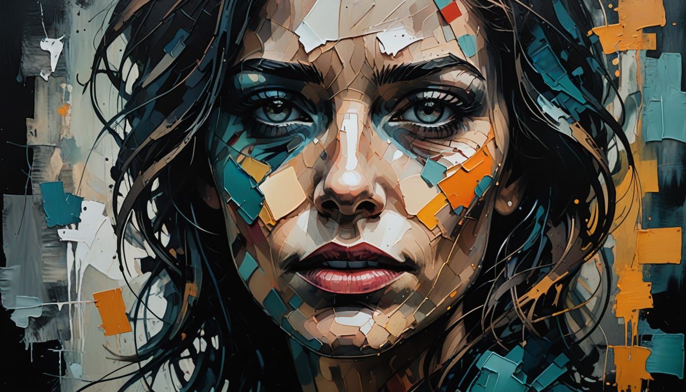 Fading Portrait in Abstract Expressionist Style