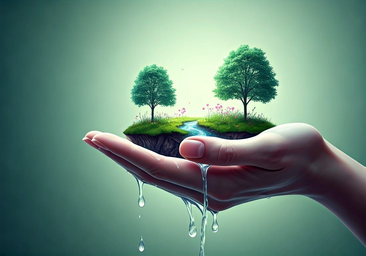 Miniature World Held in Hand: Digital Fine Art