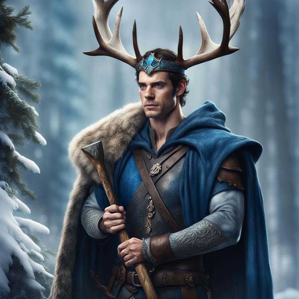 Fantasy Mountain Elf King with Stone Axe
