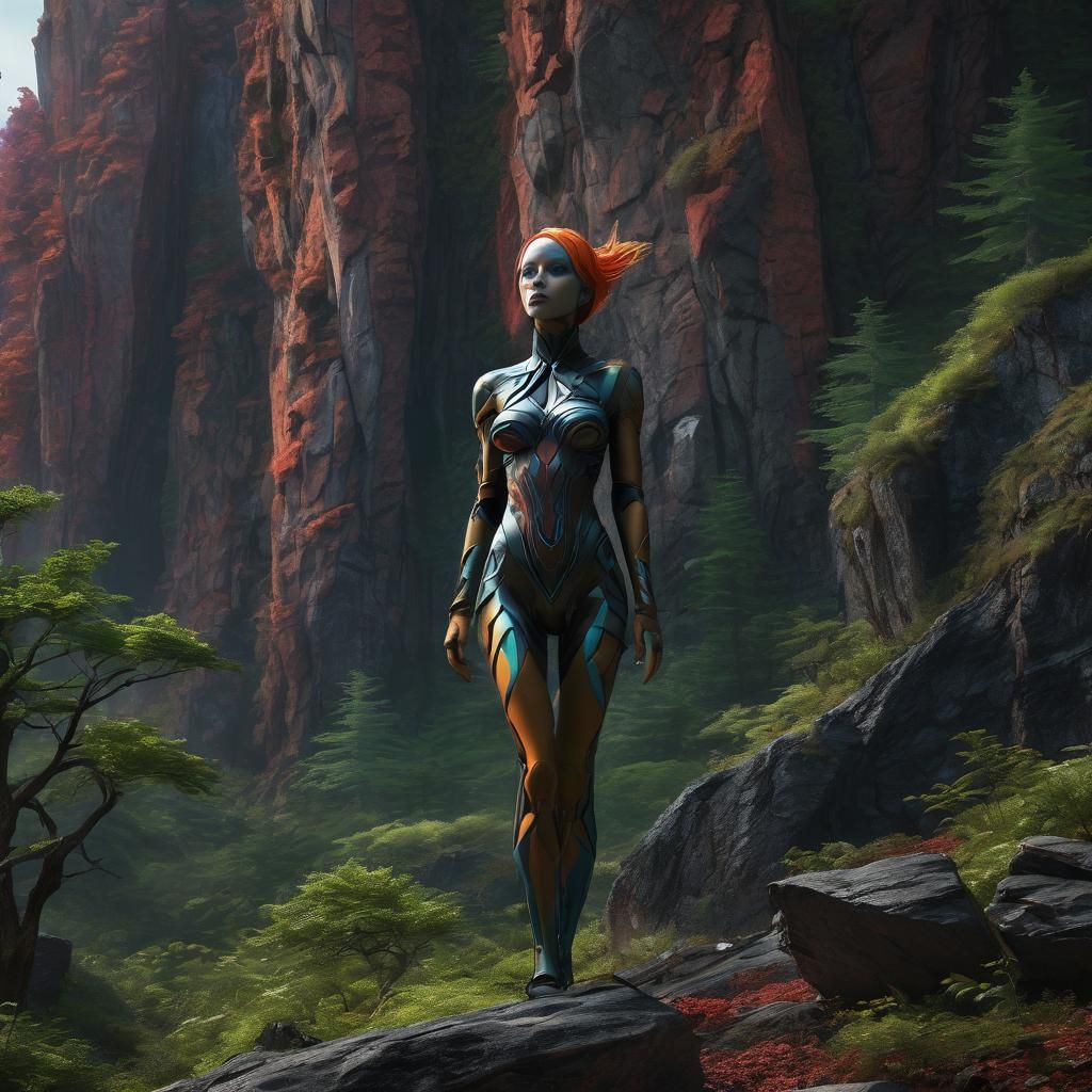 Vibrant Wilderness Scene with Day of the Dead Mannequin