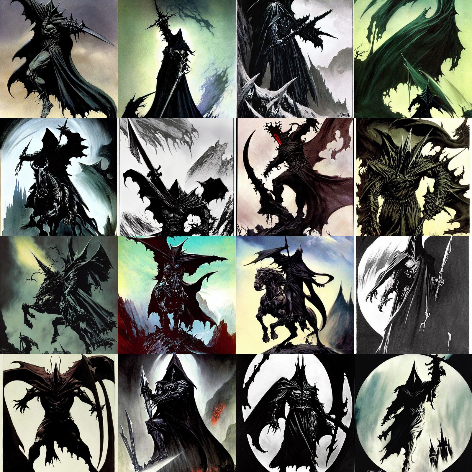 Hyperdetailed Nazgul Figure in Frazetta Style