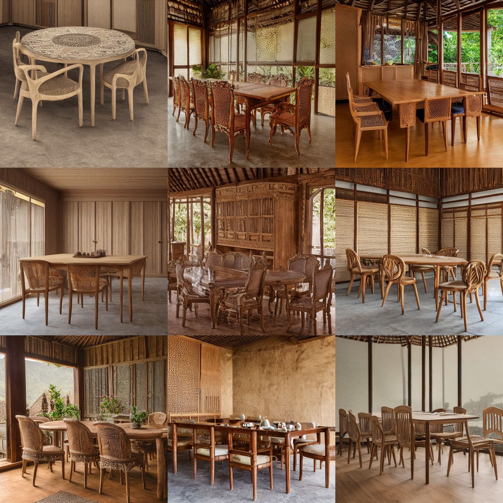 Balinese Furniture in Cel-Shaded CGI Style