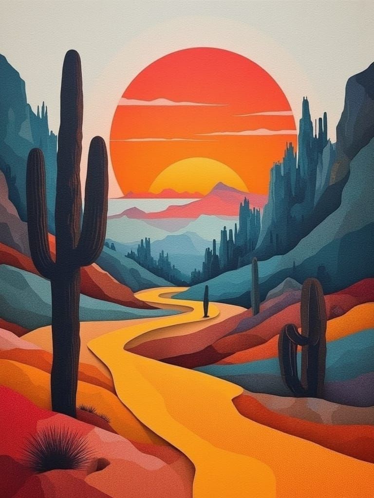Surreal Desert Landscape in Photorealistic Abstraction