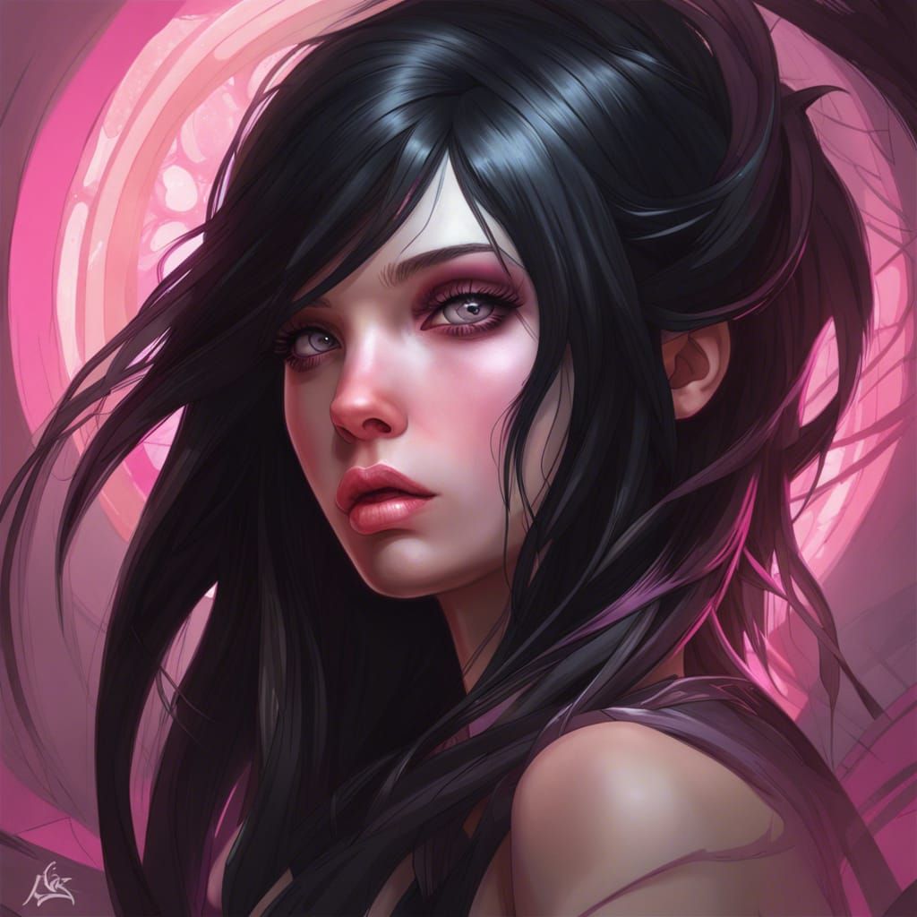 Emo Girl Portrait in Artstation Style
