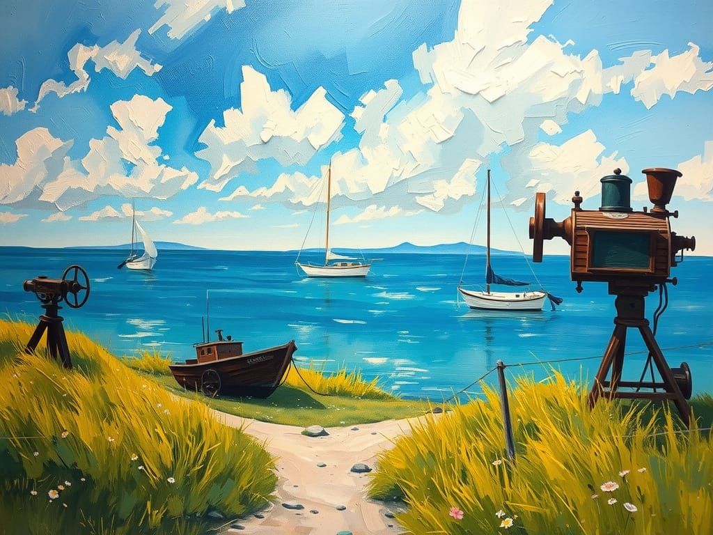 Walking Poster in Impressionistic Oil Painting Style