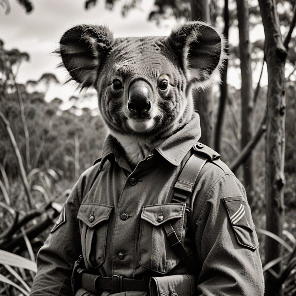Koala in WWI Soldier Attire