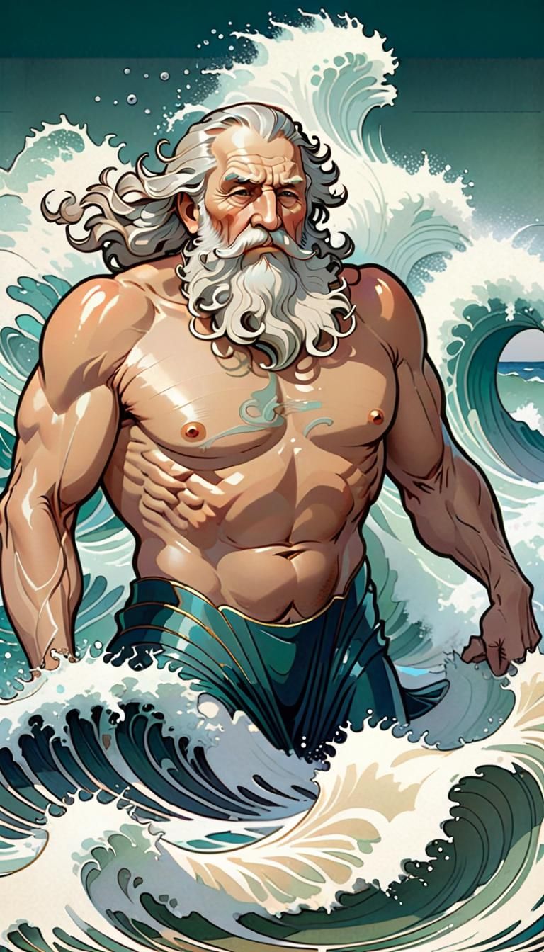 Poseidon Emerges: An Art Nouveau Card
