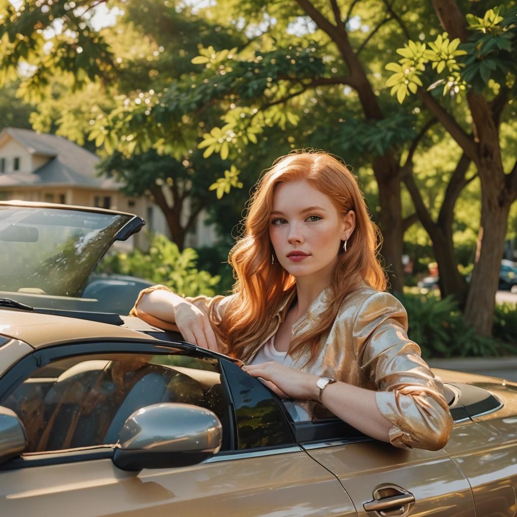 Strawberry Blonde in Fauvist Portrait with Lexus