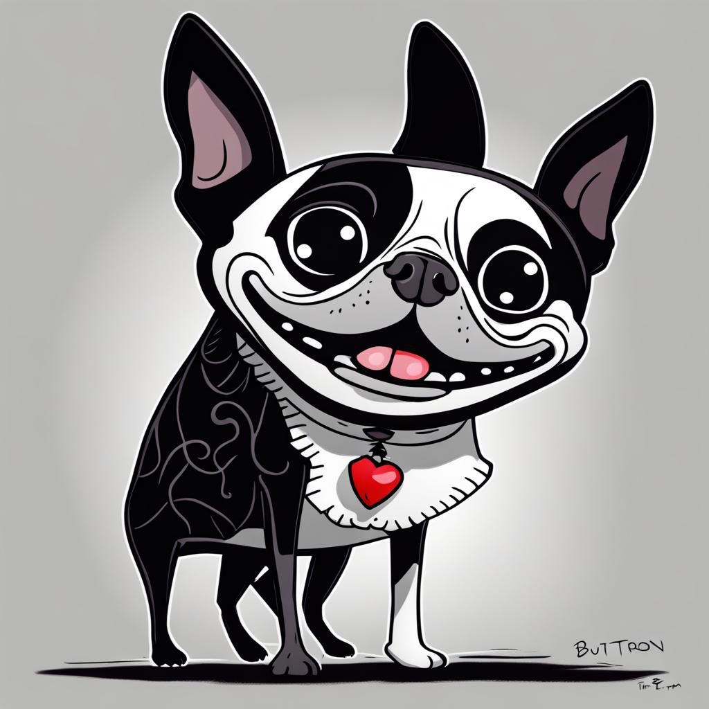 Boston Terrier in Tim Burton Style