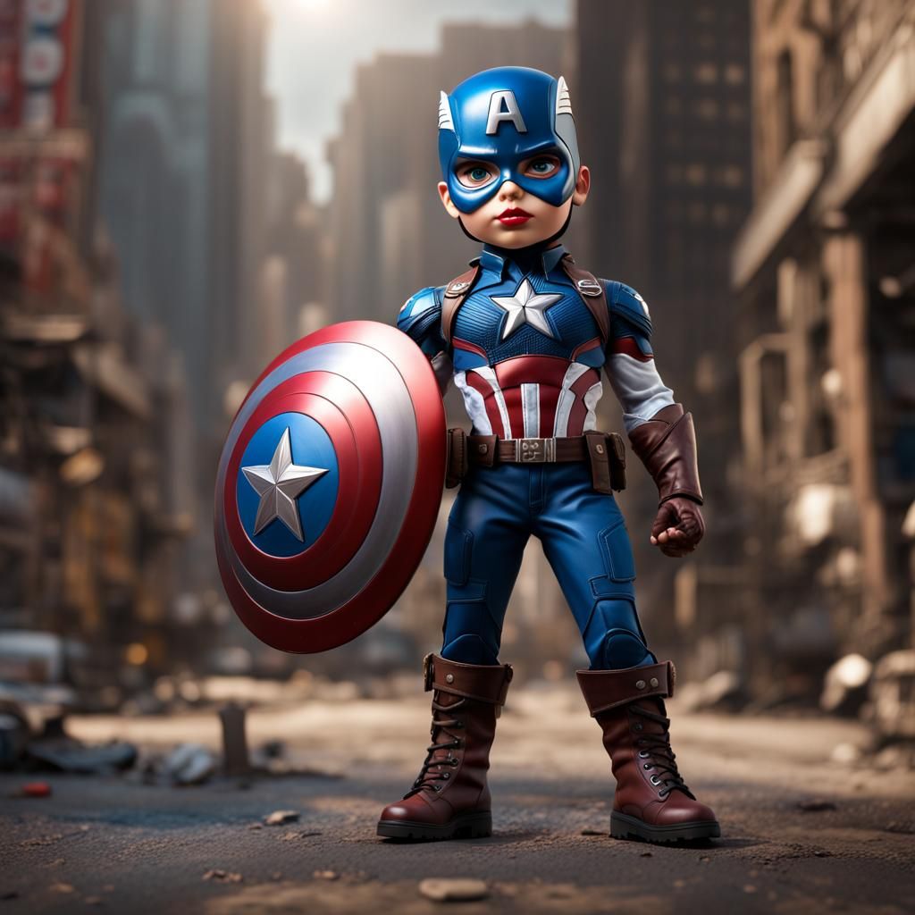 Hyperrealistic Bratz Dolls as Captain America