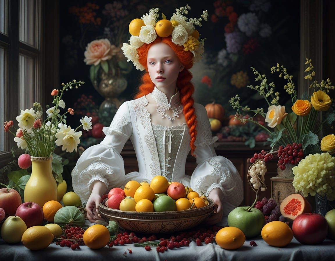 Albino Beauty in Whimsical Florals