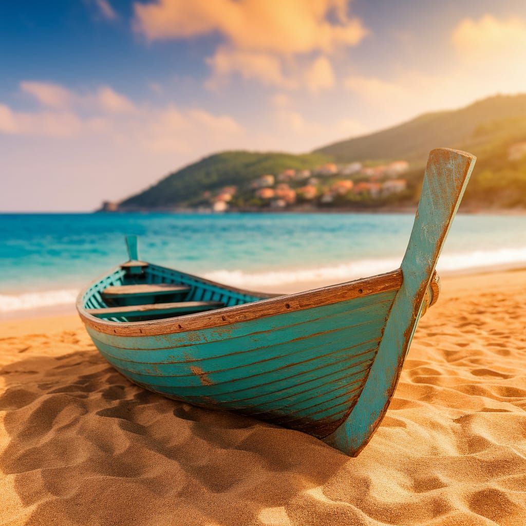 Idyllic Cyprus Fishing Boat in Golden Light
