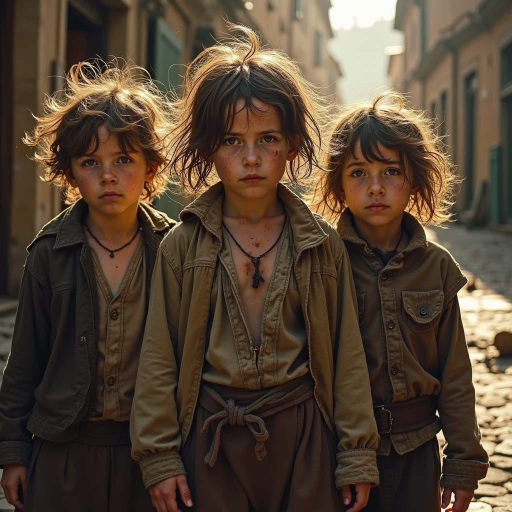 17th Century Street Urchins in Chiaroscuro Style