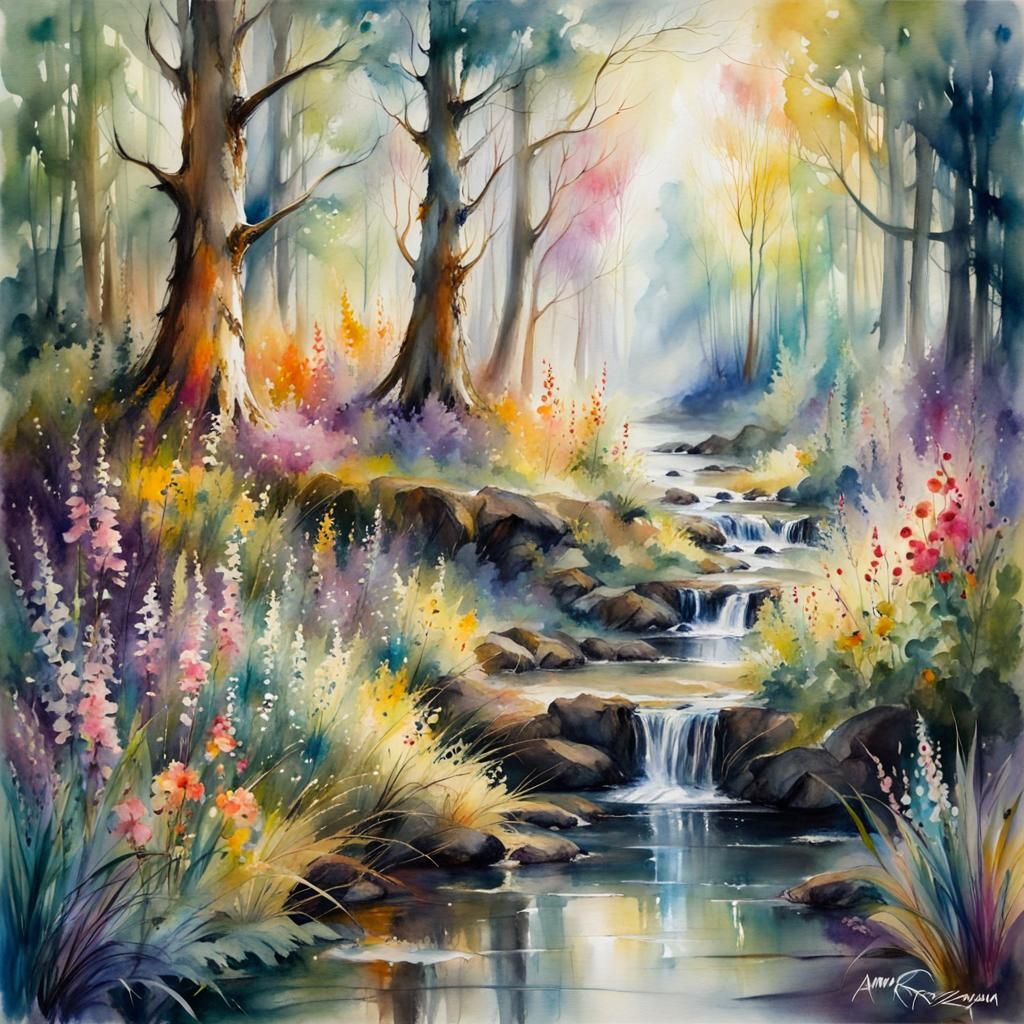 Dreamcore Fairy Forest in Watercolor Style