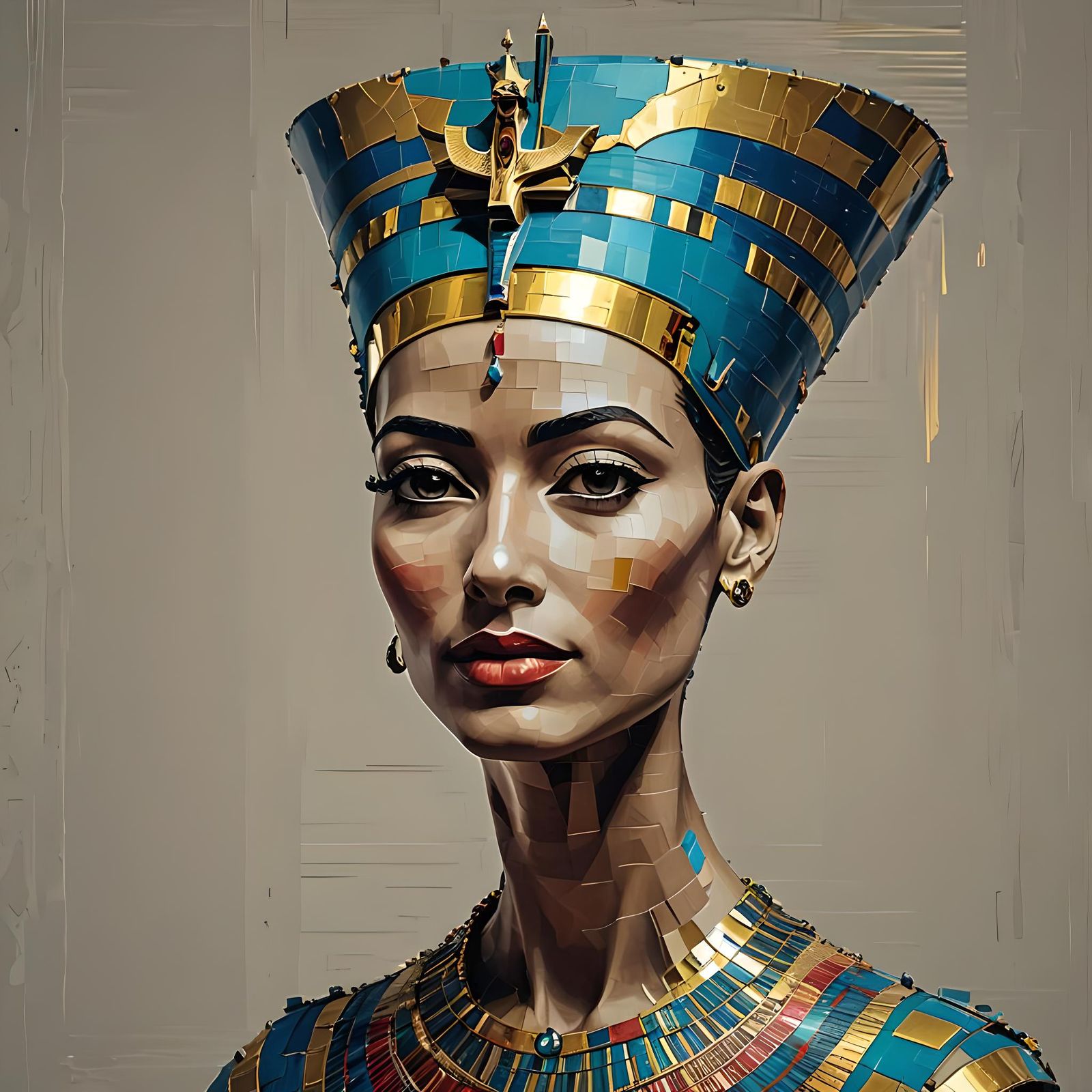 Glitch Art Portrait of Nefertiti
