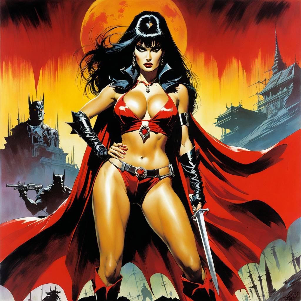 Salma Hayek as Vampirella in Comic Book Art Style