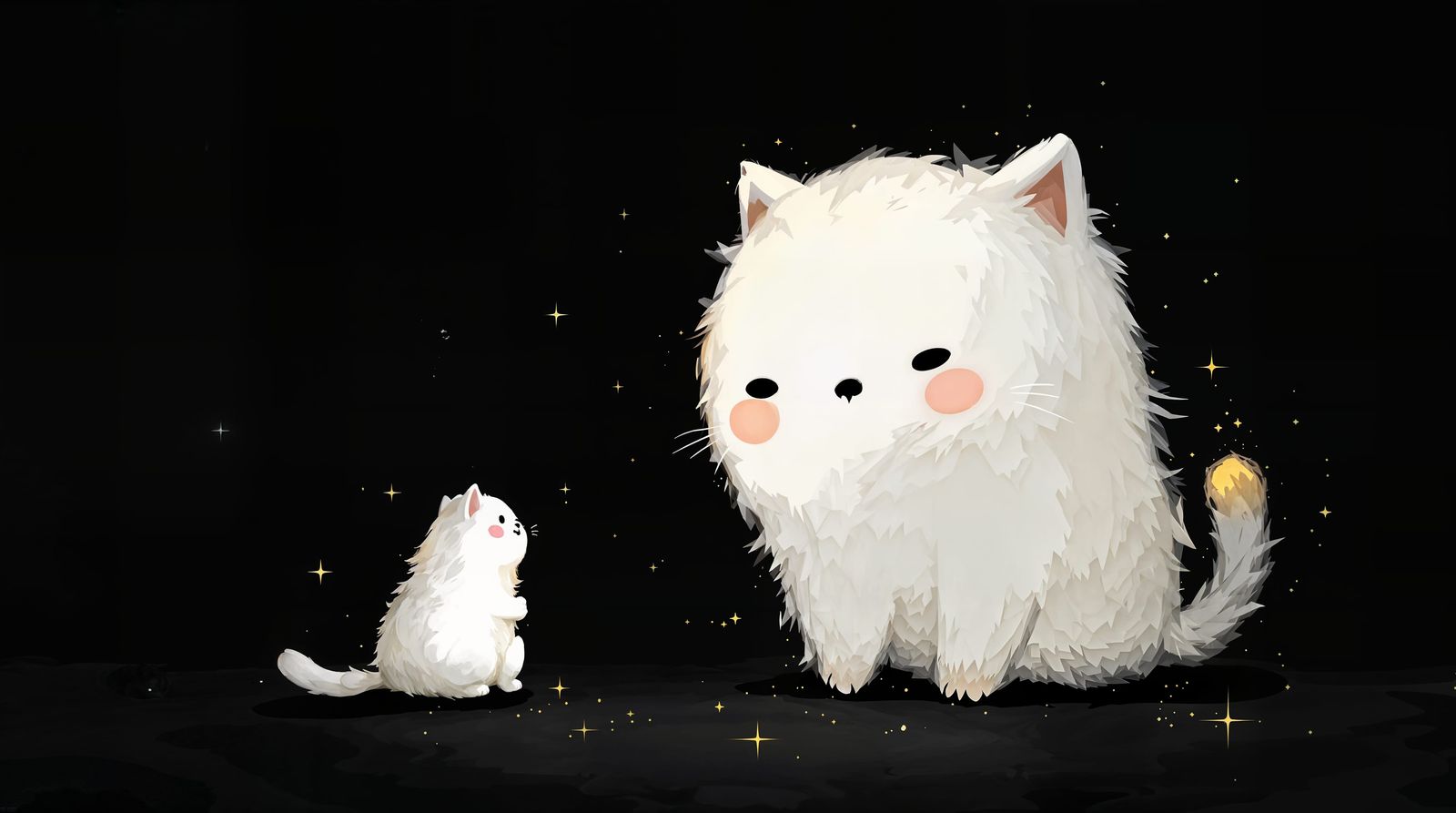 Whimsical Ghost Plays with Magical Cat in Dark Enclave