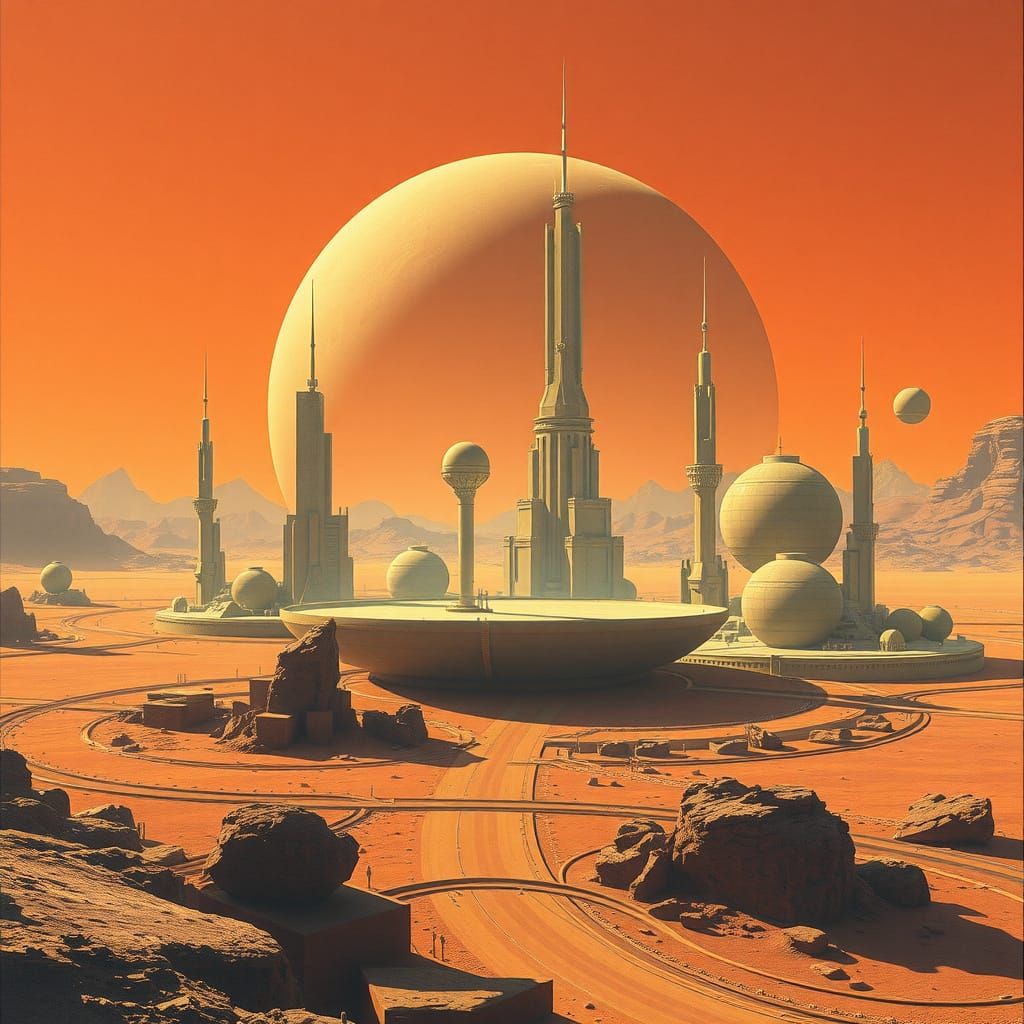 Futuristic Mars Colony in Advanced Technological Utopia