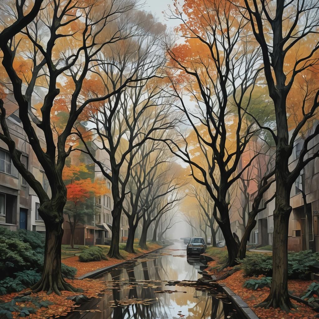 Street Scene with Flashing Lights in Thermal Imaging