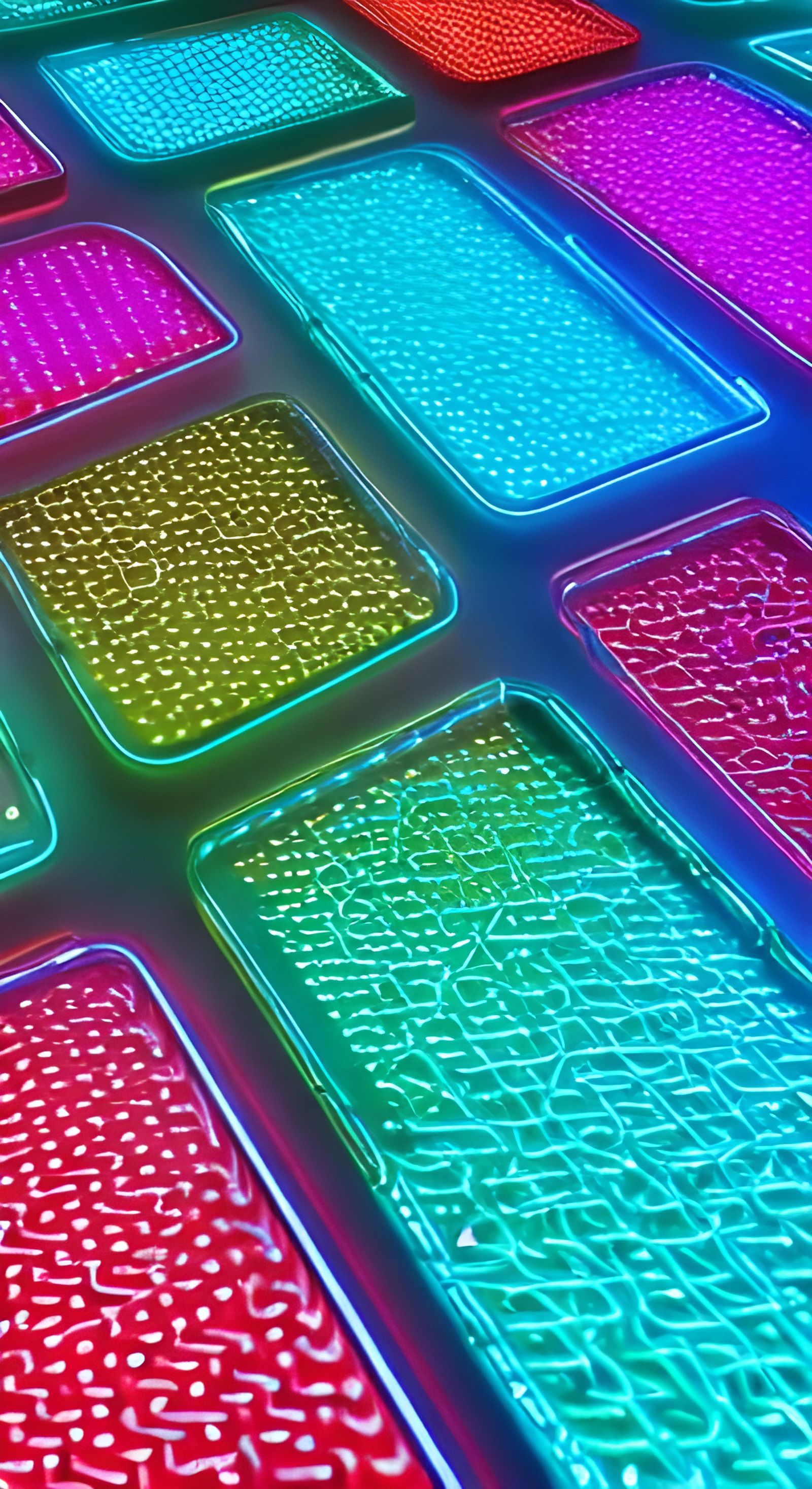 Detailed Microscopic Circuitry with Neon Lights