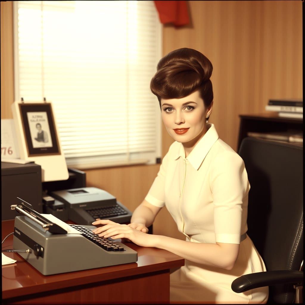 1960s secretary with bouffant hair style