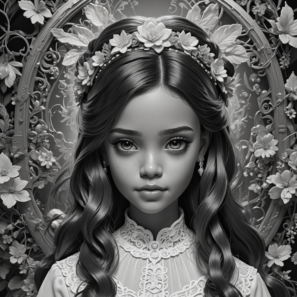 Jenna Ortega as Wednesday Addams: Hyperrealistic Portrait