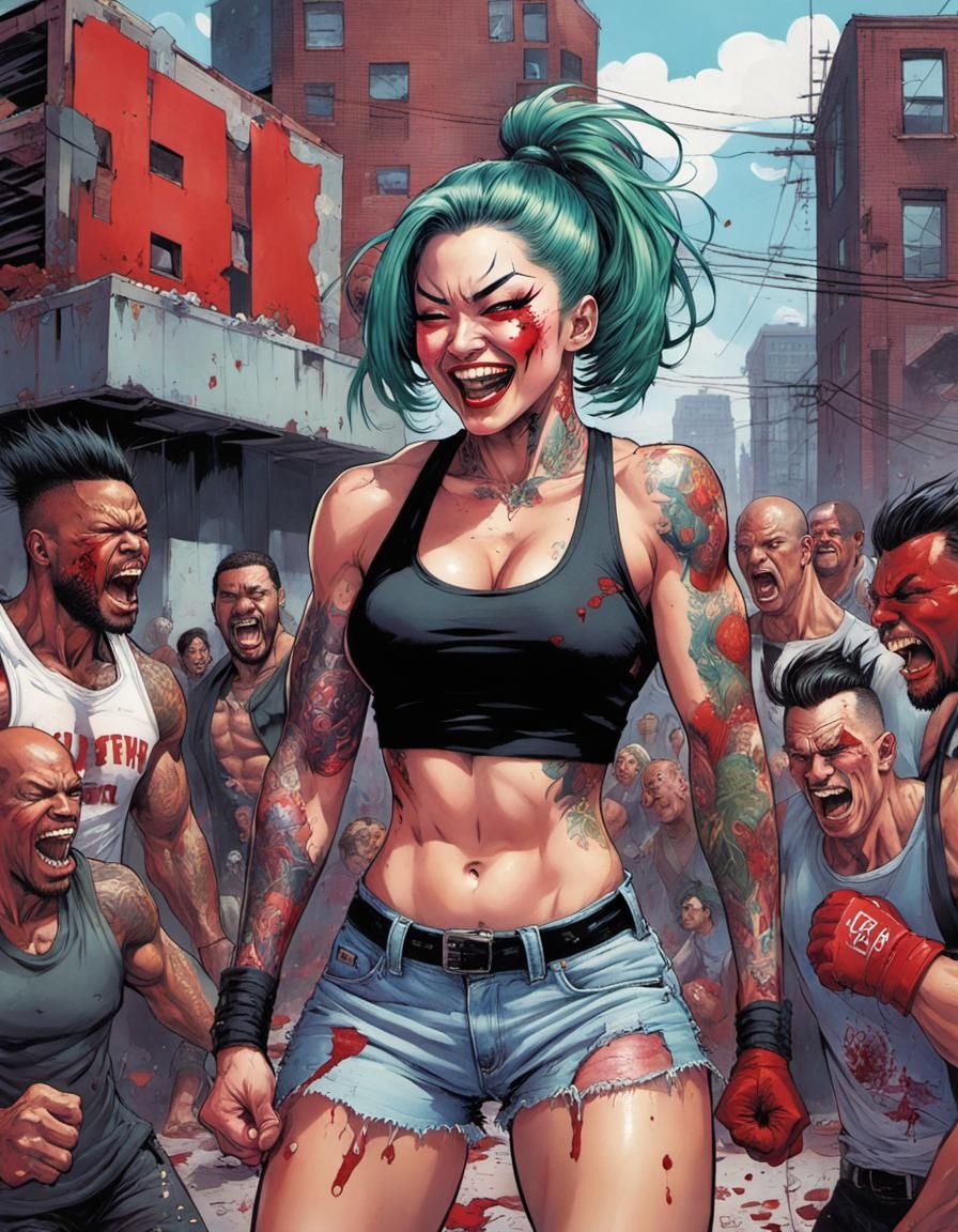 Comic Book Art: Muscular Brawler Victorious