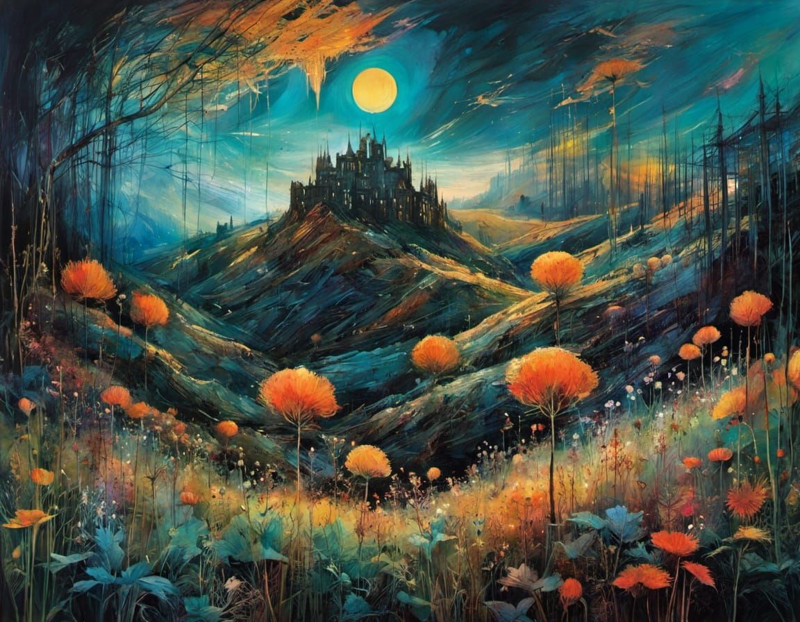 Whimsical Landscape in Intricate Watercolor Style