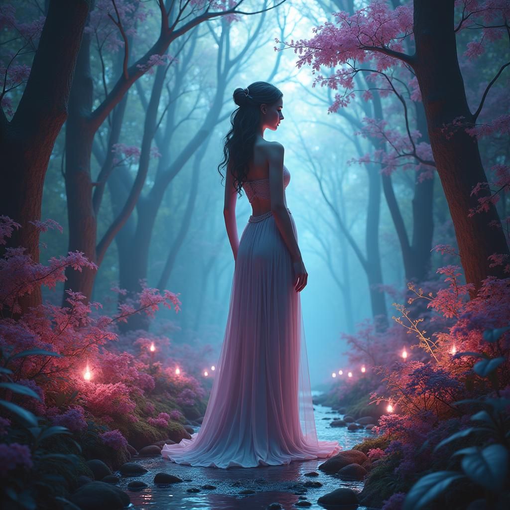 Statuesque Woman in Mystical Dreamscape: Fantasy Concept Art