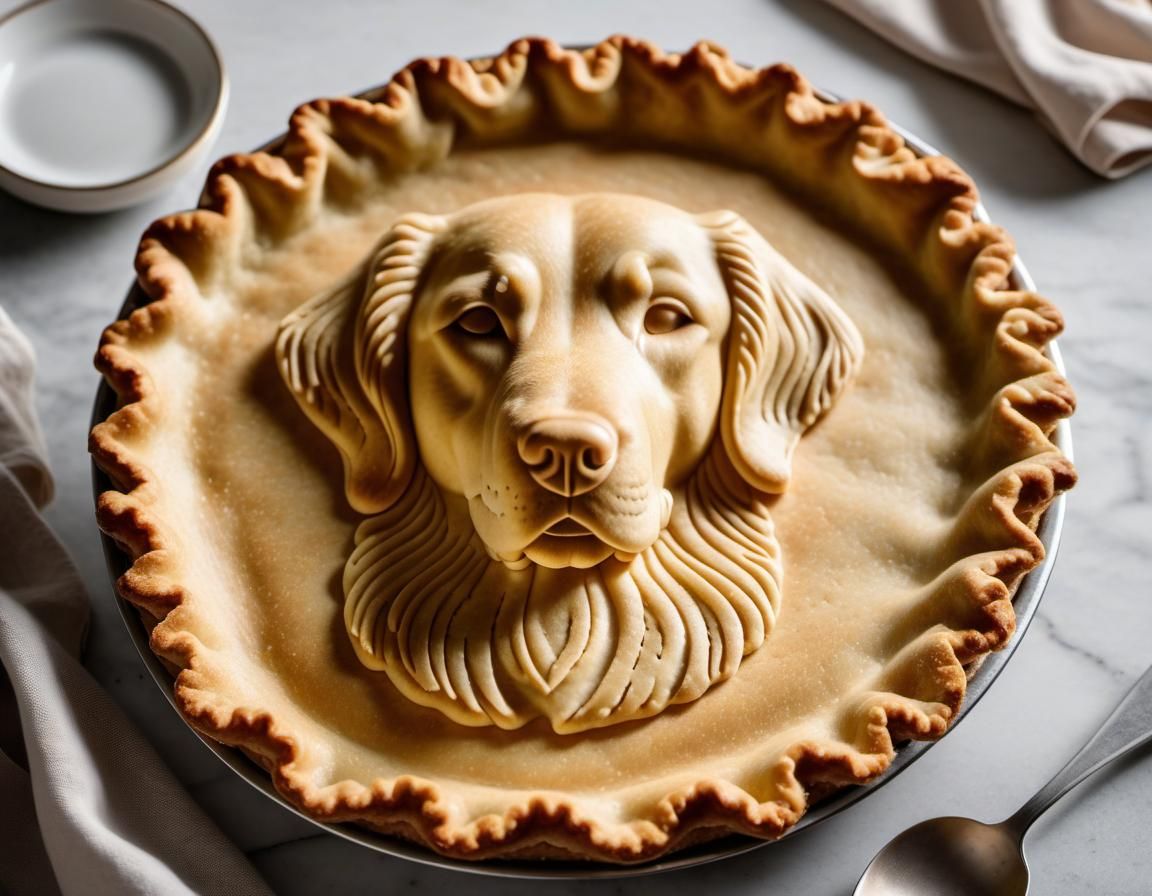 Golden Retriever Pie Crust Design, Food Photography