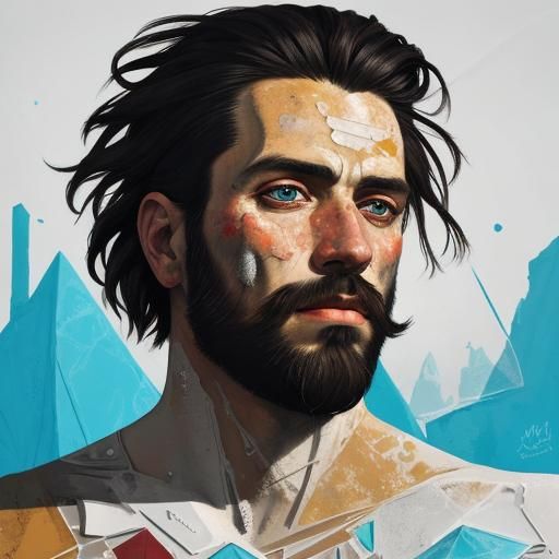 Icy Beard Portrait in Street Art Style