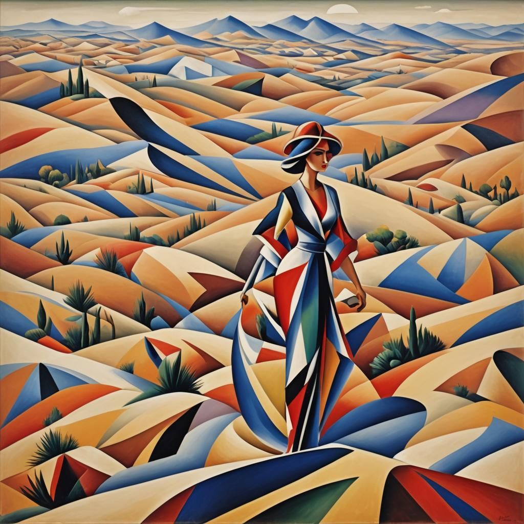 Abstract Cubist Dunes Inspired by Georgy Kurasov