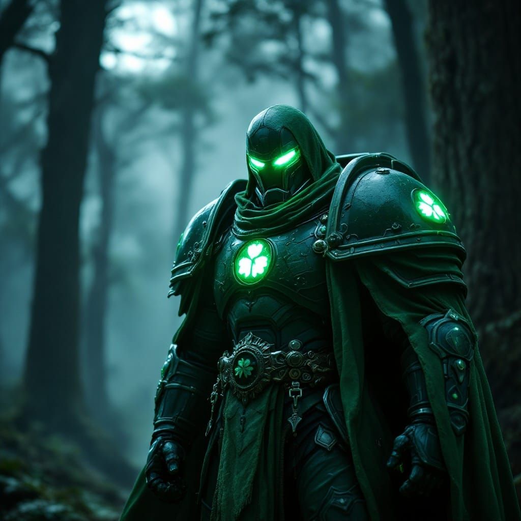 Ethereal Space Marine Knight Under Moonlit Forest