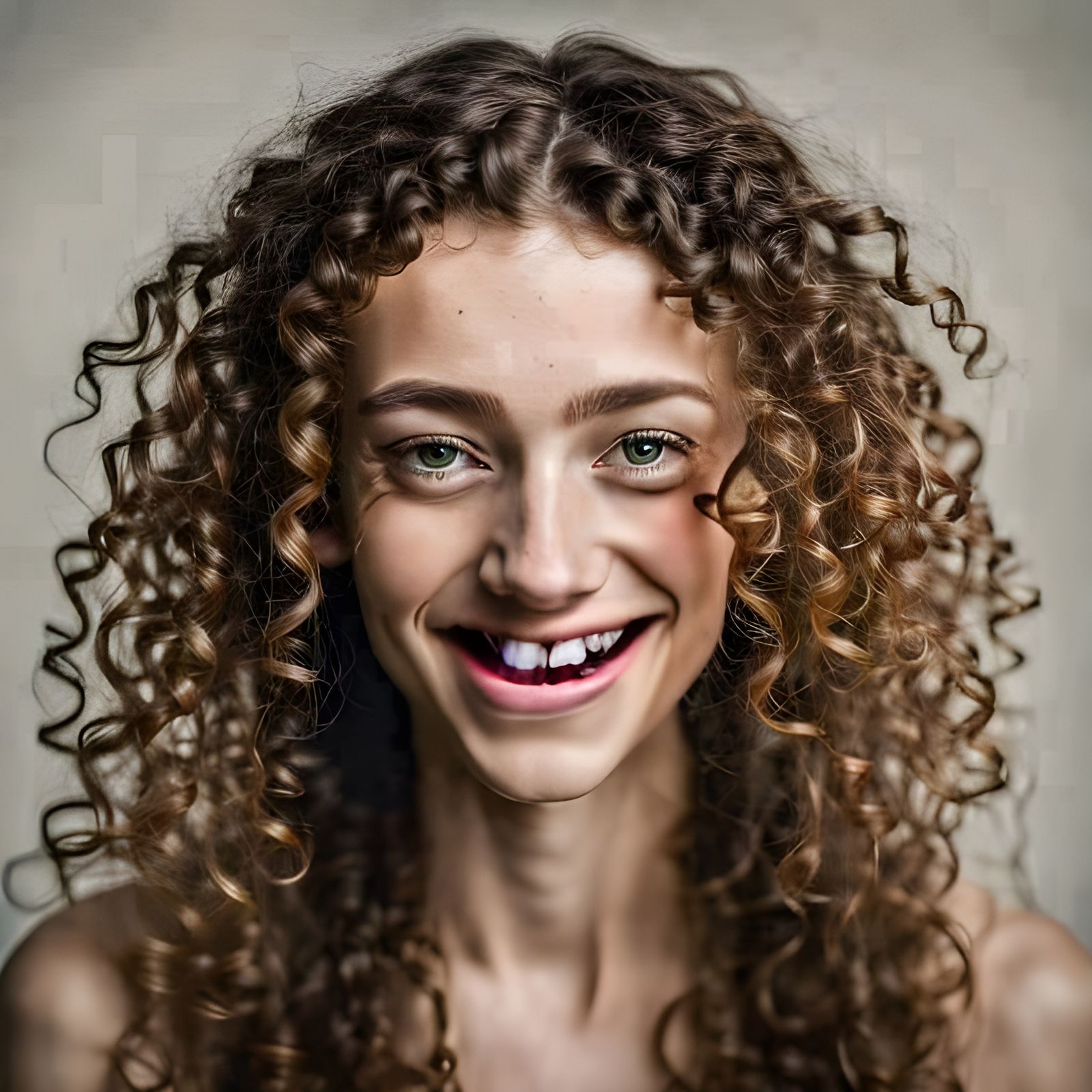 Portrait of Smiling Woman with Distressed Teeth