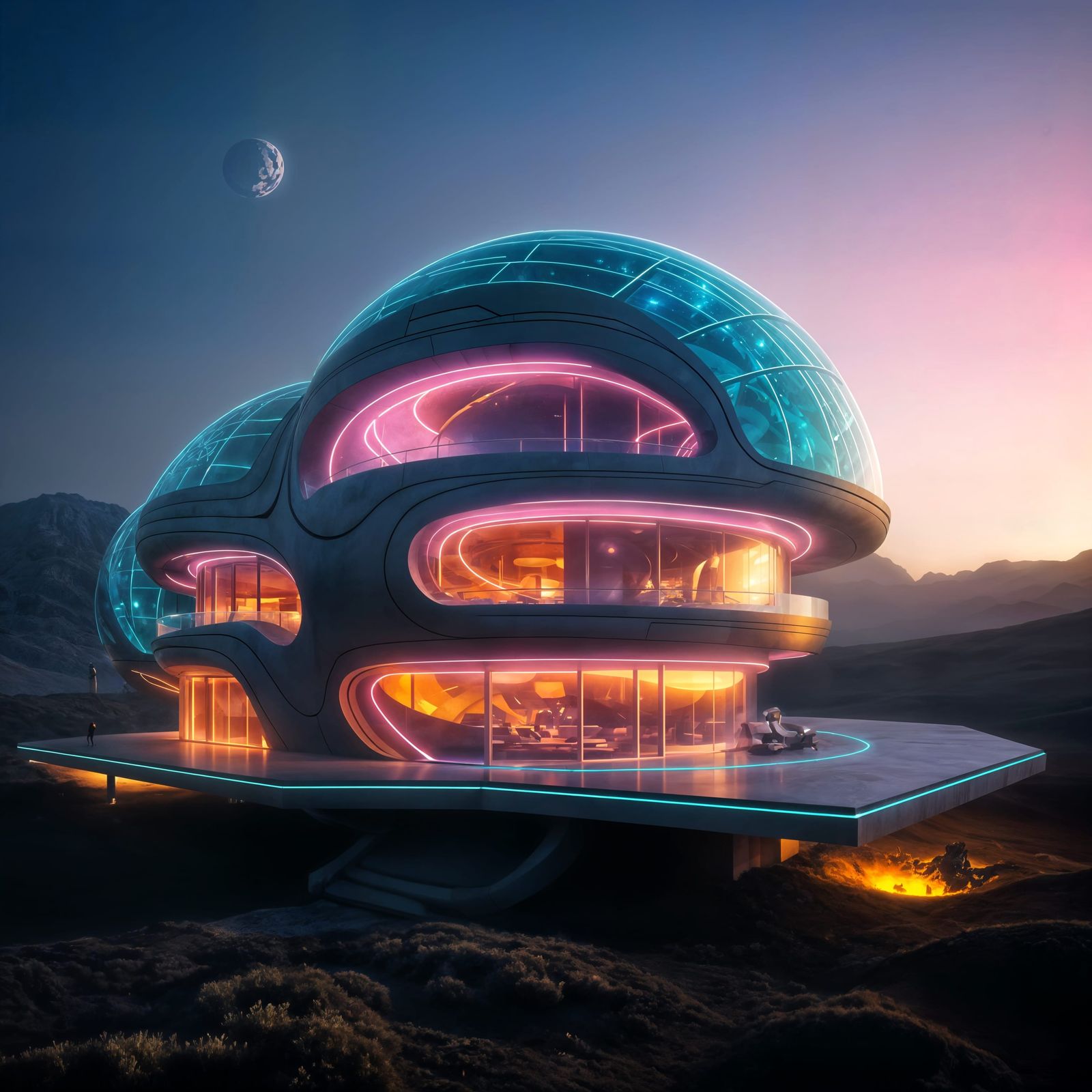 Futuristic Solarpunk Architecture in a Dreamscape