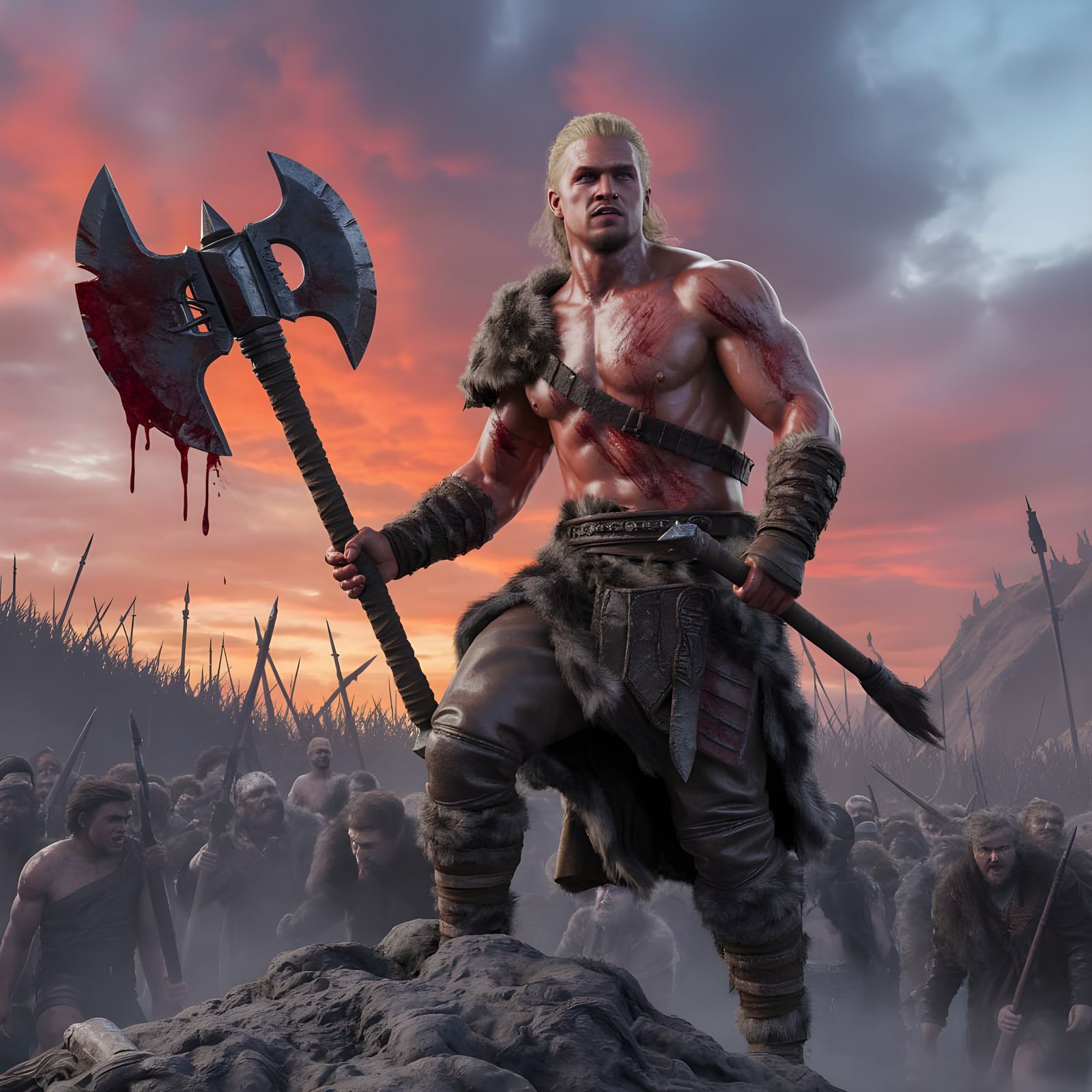 Barbarian Warrior Triumphant, Inspired by Fantasy Art