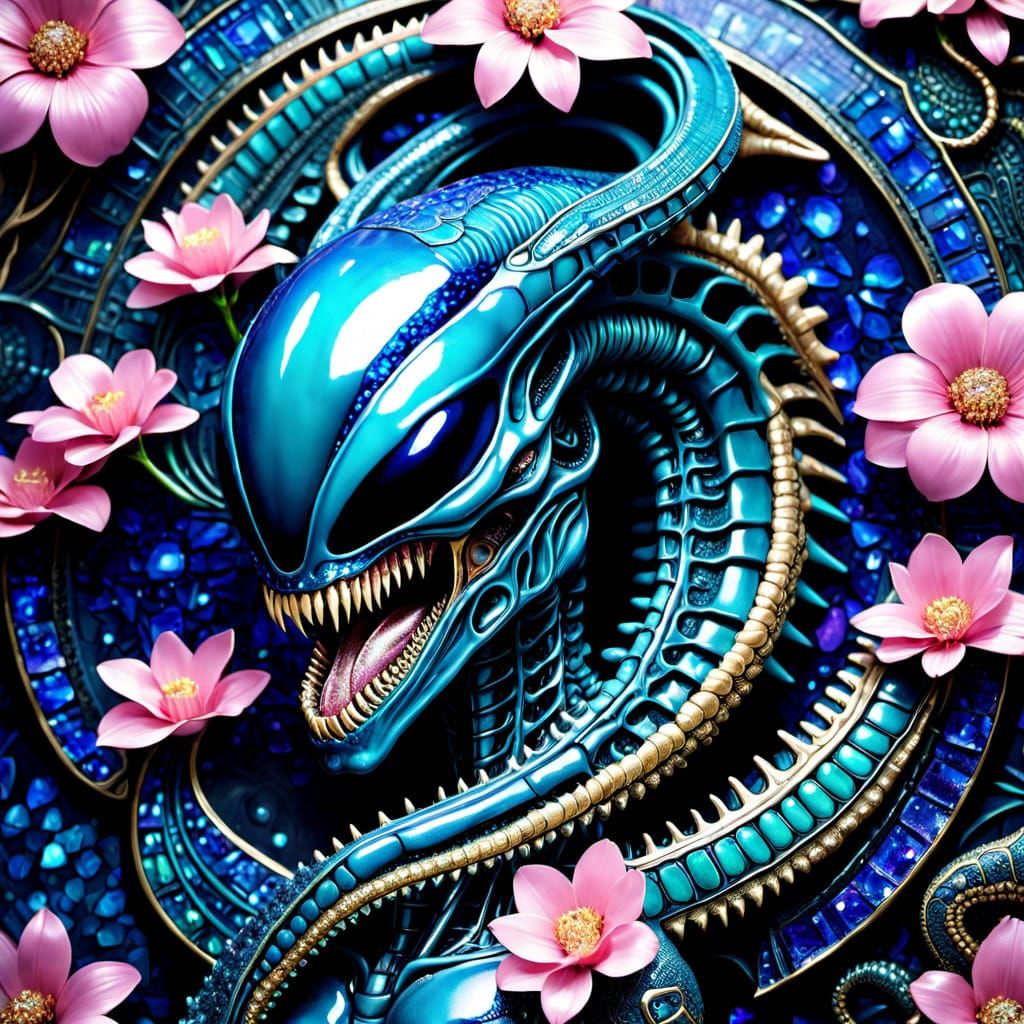 H.R. Giger-Inspired Xenomorph Mosaic