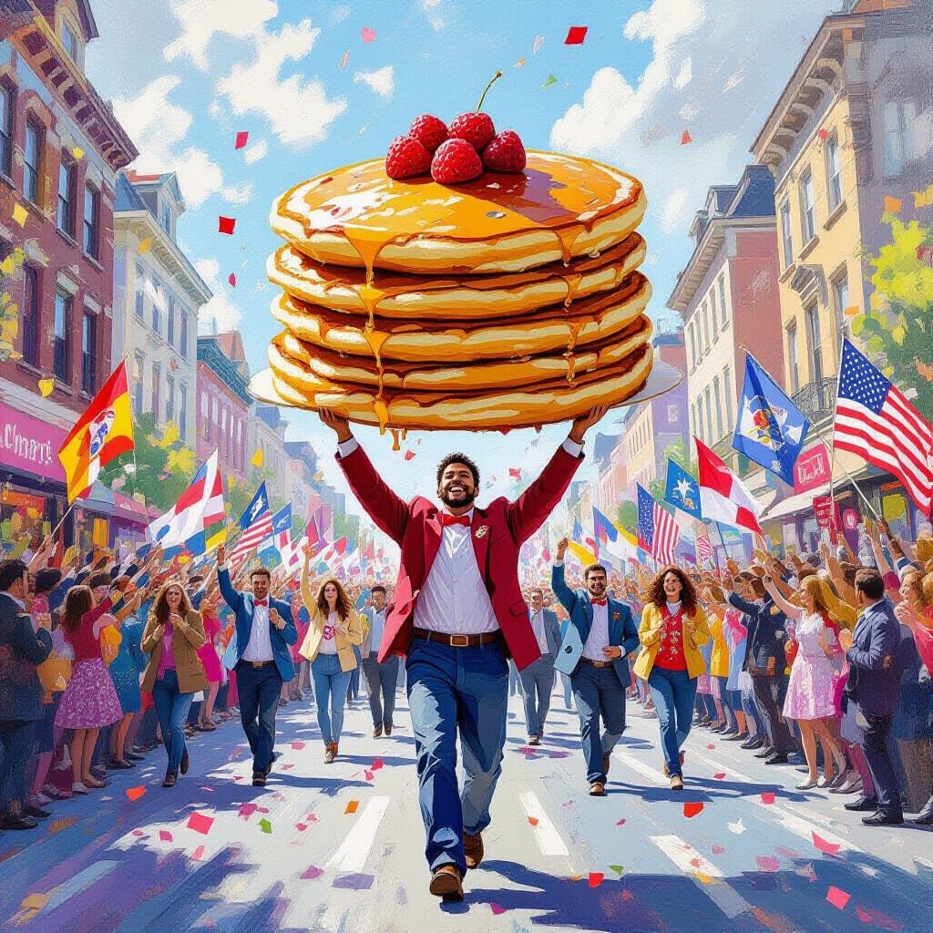 Pancake Parade in Gouache Style