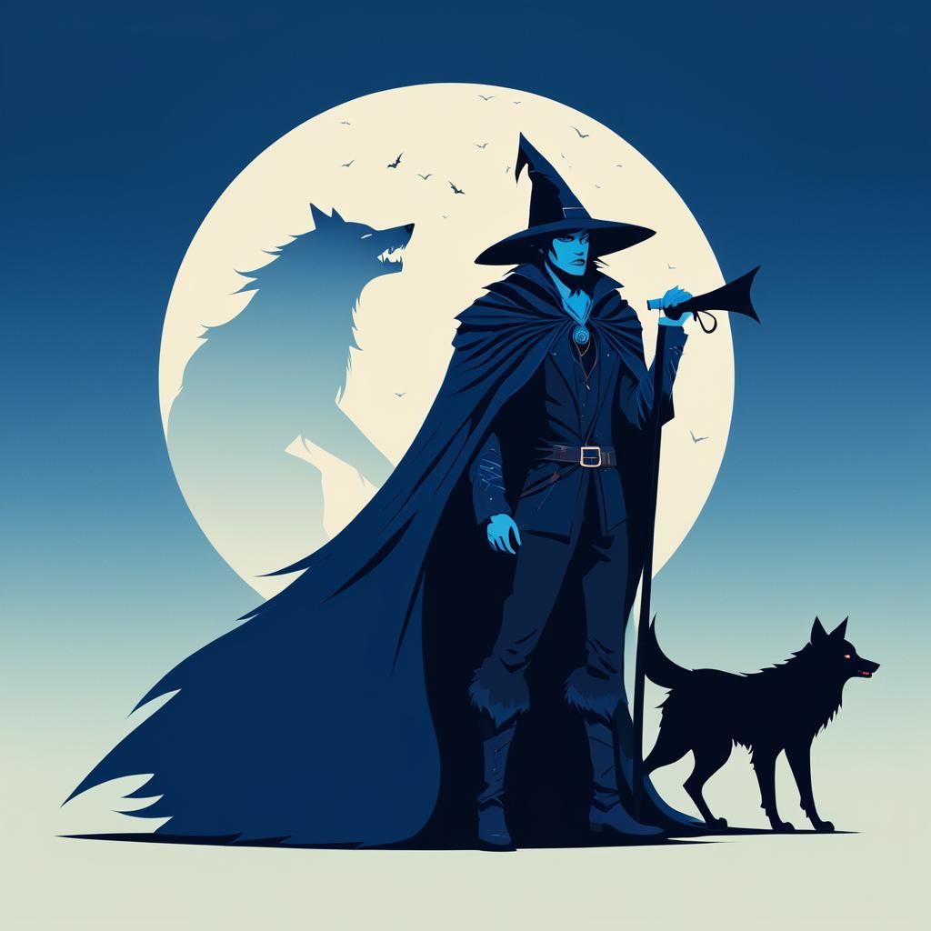 Minimalist Witch, Werewolf, and Vampire Photo