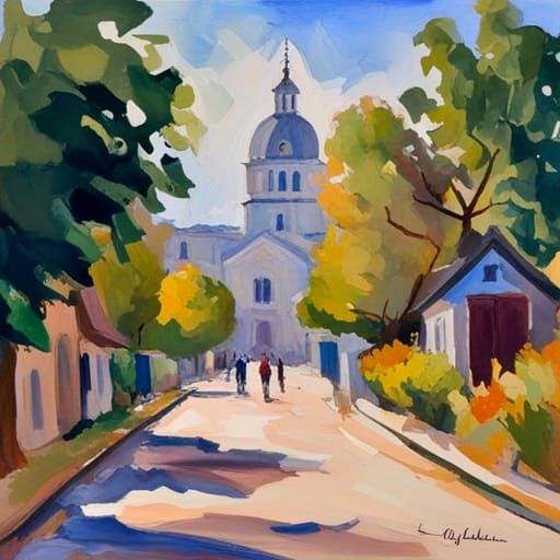 Impressionist Gouache Masterpiece with Thick Brush Strokes