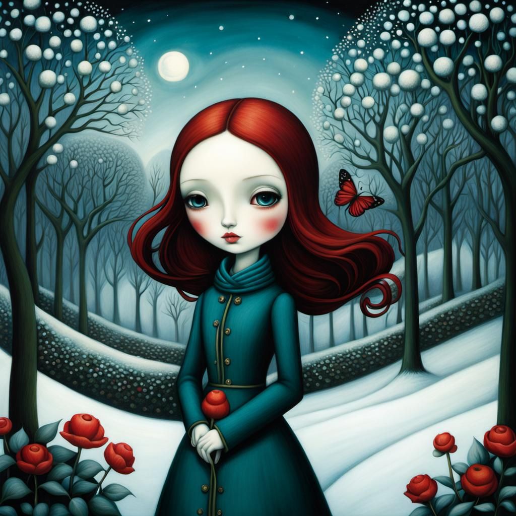 Winter Garden Scene Inspired by Lacombe's Style