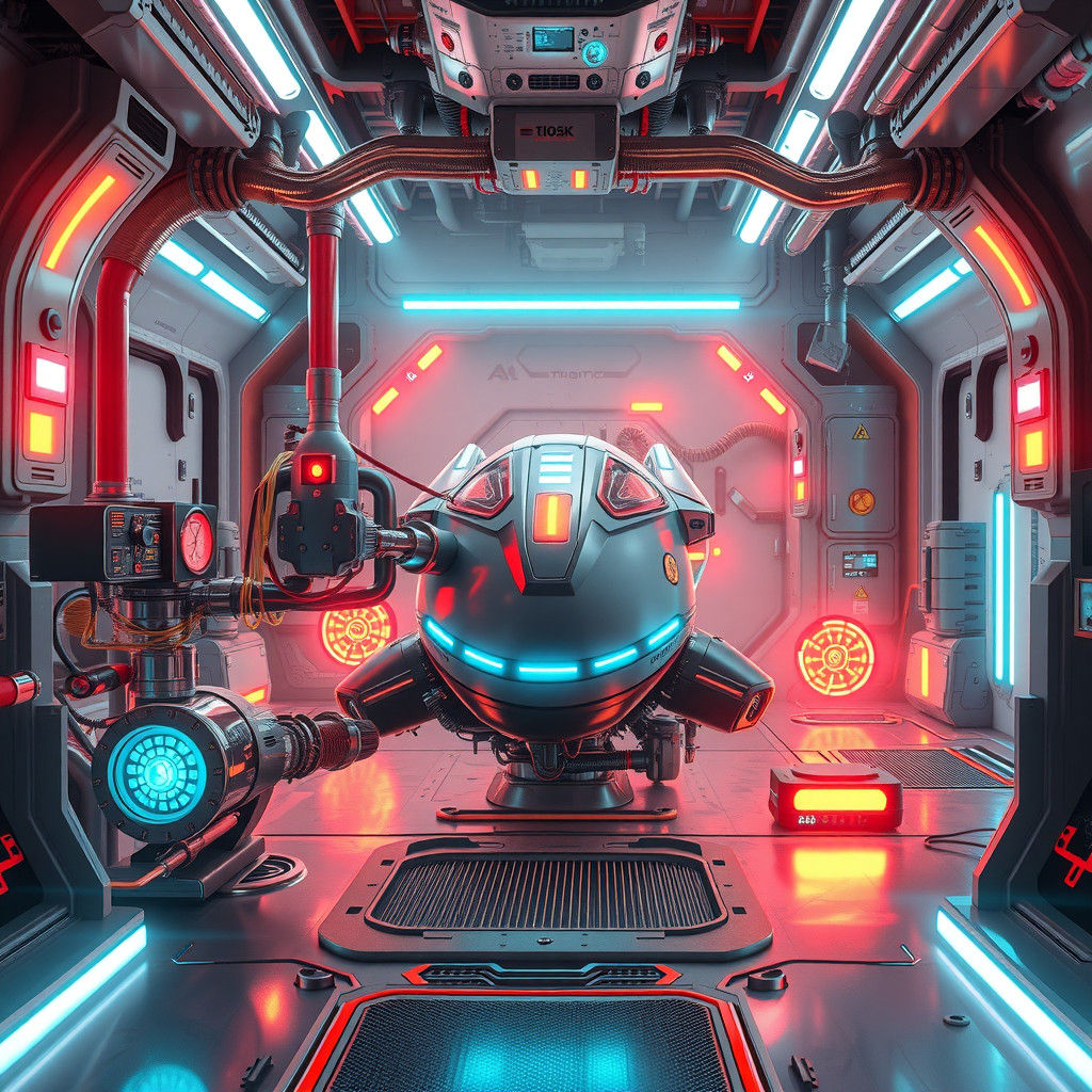 Cyberpunk Alien Power Station with Plasma Pumps