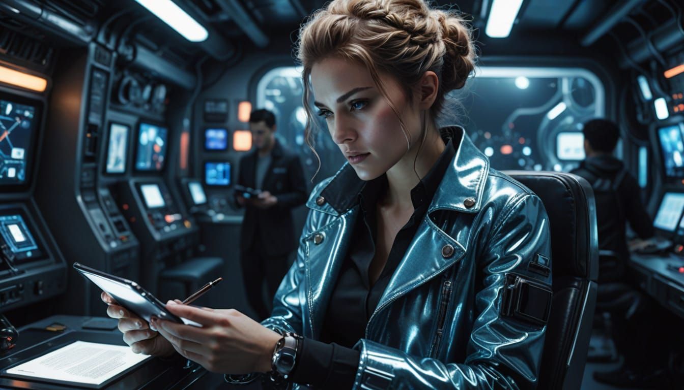 Deep Sea Punk Woman Reads Phone