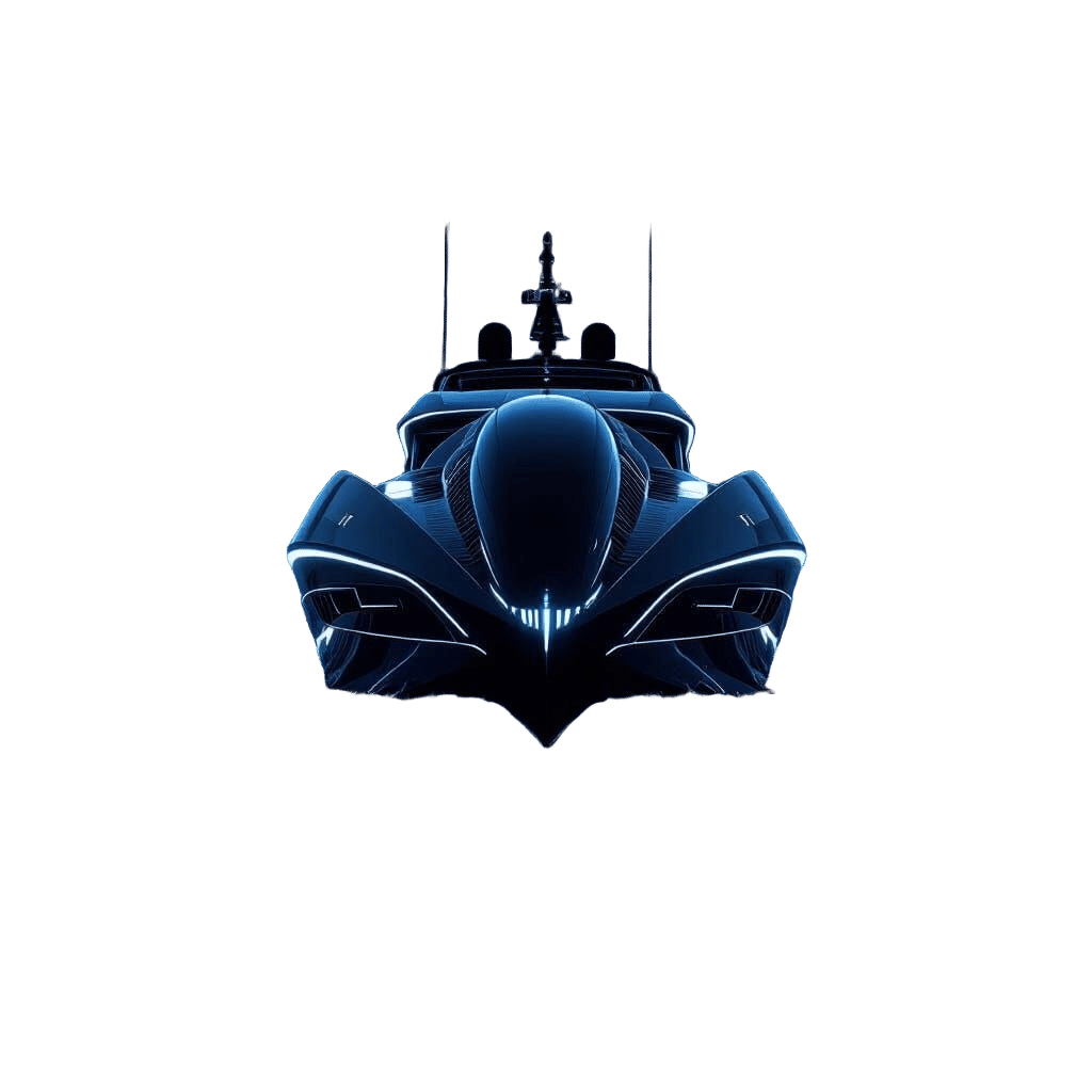 Black Xenomorph Motoryacht Seen From Behind