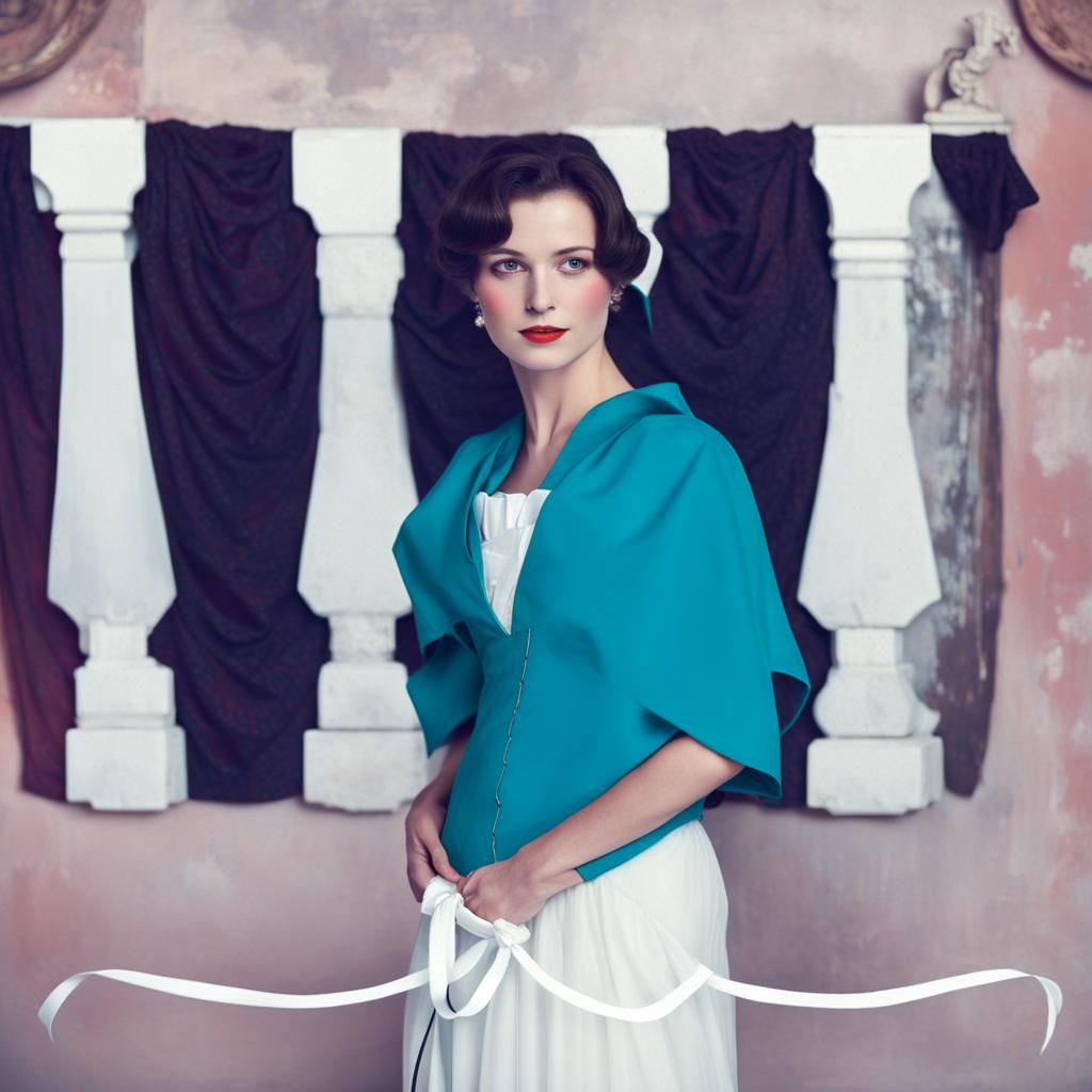 Traditional Mexican Dress with Velvet and Pearls