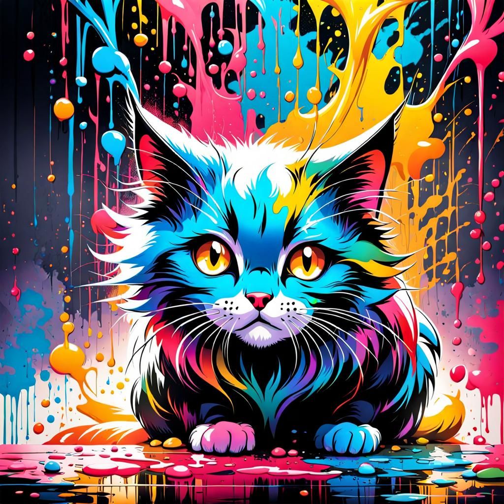 Mimi does not like ink splatter art