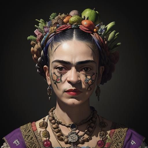 Still Life: Frida Kahlo Skull with Produce