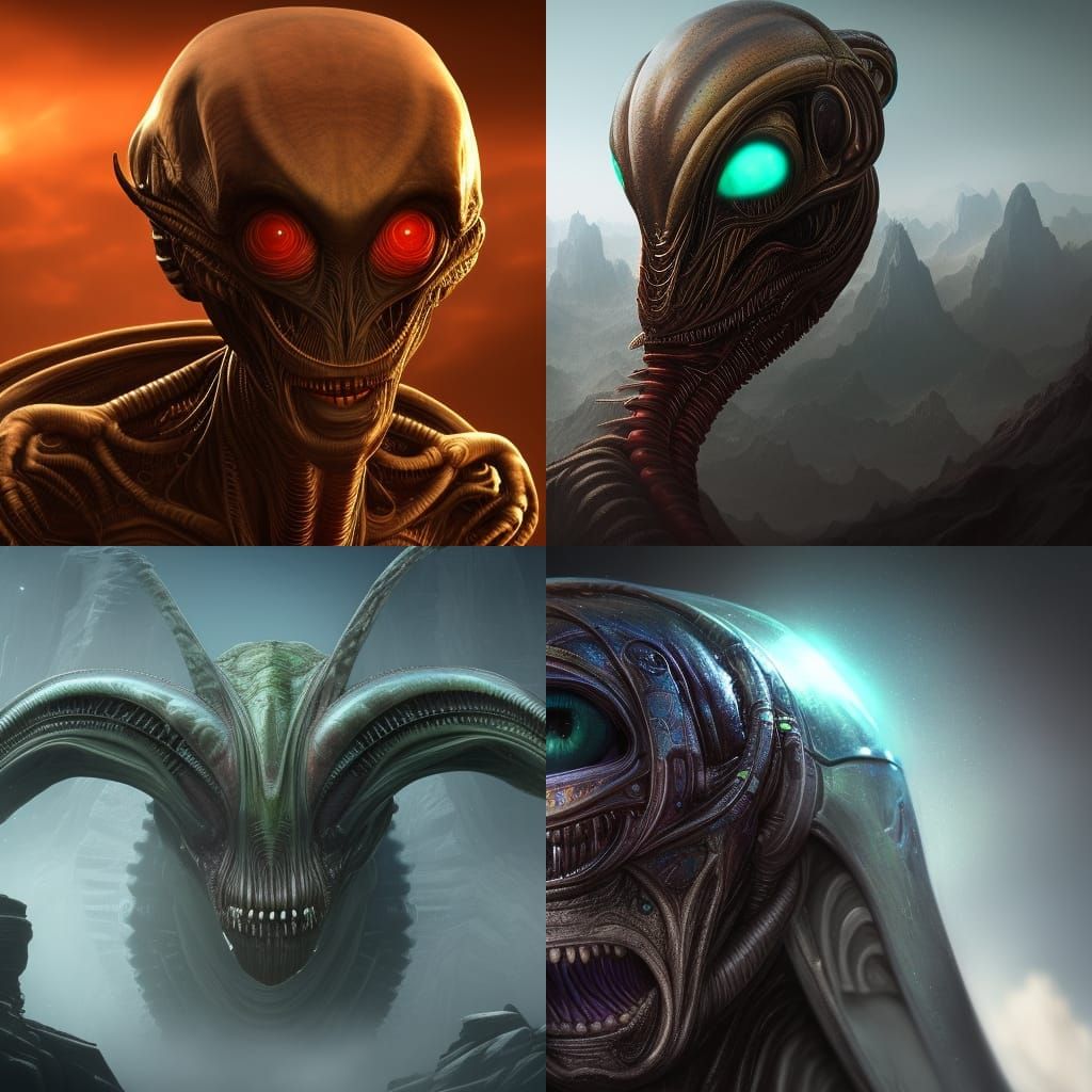 Alien Face Digital Painting in Fantasy Style