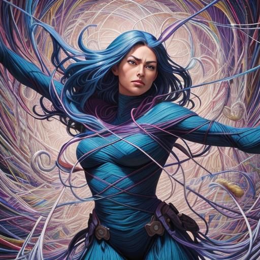 Figure Made of String in Comic Book Style